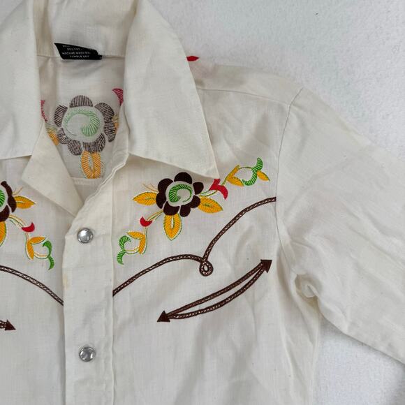 Vintage Border Town Kids Western Button Down Shirt Size 10 Cowboy Retro USA - Picture 2 of 14